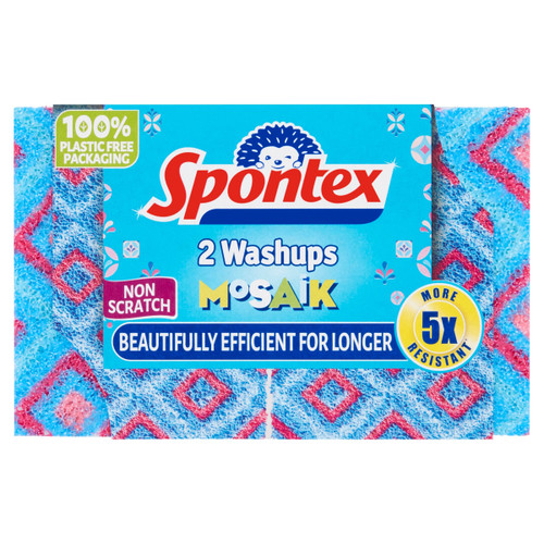 Spontex Washups Mosaik Non Scratch Sponge Scourer, Pack of 2