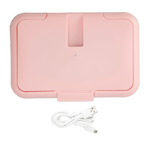 Baby Wipe Warmer, Constant Temperature Evenly Heating Portable USB Wet Wipe Heater Pink Large Capacity Baby Wipe Holder