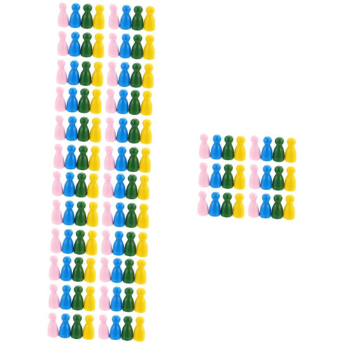 200 Pcs Board Game Accessories Wooden Playset Toys Board Game Chessman Wooden Flight Chess Chessman Game Pawns Educational Toy Human Shaped Chessman Puzzle Wooden Chessboard