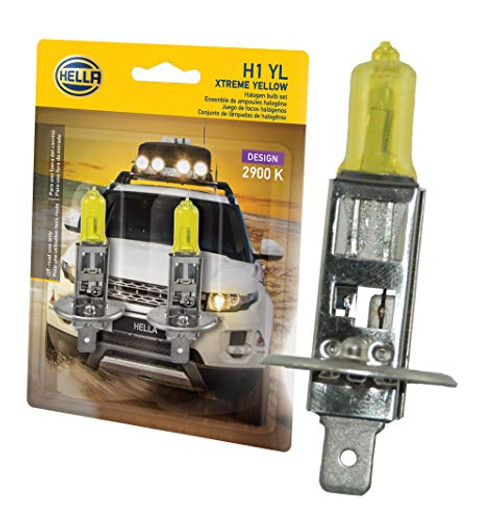 HELLA H1 Yellow-55W YL Xtreme Yellow Bulbs, 12V, 55W, 2 Pack