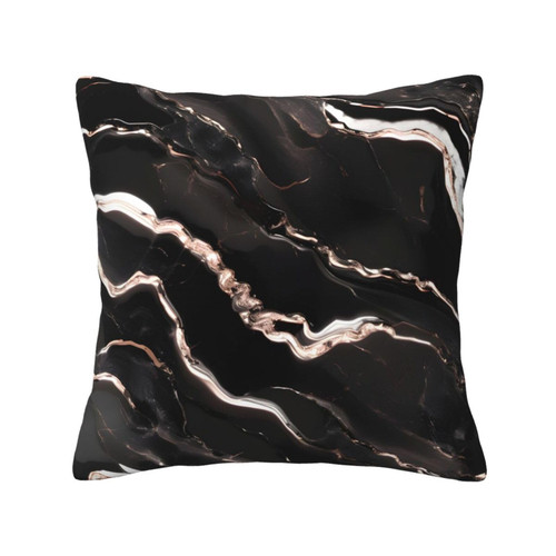 Black Rose Gold Marble Print Throw Pillows Cover Pillow Cushion Cases 18x18 Square for Home Sofa Couch Bed Decorative Modern