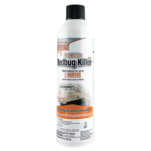 Revenge Dual Action Bedbug Killer, 15 oz Ready-to-Use Aerosol Spray Kills Bedbugs and Eggs, Long Lasting Formula Works for 2 Months Revenge Dual Action Bedbug Killer, 15 oz Ready-to-Use Aerosol Spray Kills Bedbugs and Eggs, Long Lasting Formula Works for 2 Months