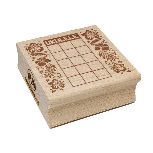 Ukulele Hibiscus Flower Chord Chart Square Rubber Stamp for Stamping Crafting - 1.75in Medium