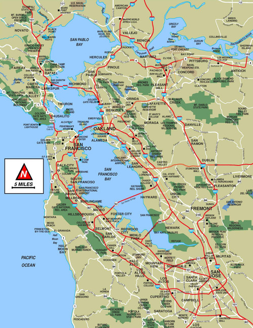 Home Comforts San Francisco Bay Area Map - 17 Inch by 22 Inch Laminated Poster With Bright Colors And Vivid Imagery-Fits Perfectly In Many Attractive Frames