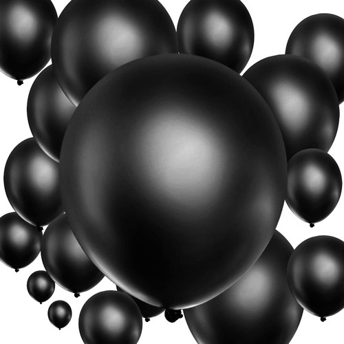 100 Pieces Latex Balloons Different Sizes 18/12/10/5 Inch Party Balloon Kit for Valentines Birthday Baby Shower Wedding Bride Graduation Party Decoration (Black)
