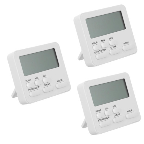 MAGICLULU 3pcs Timer Digital Clocks Silent Clock Alarm Clock Digital Magnetic Clock Digital Alarm Clocks Digital Egg Wind up Cooking Clock Stopwatch White Student Manager Manual Abs