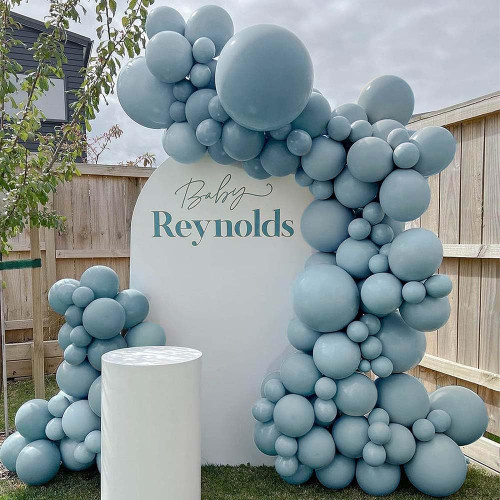 Dusty Blue Balloon Garland - Double Stuffed Slate Blue Balloons Different Sizes Pastel Retro Fog Blue Balloon Arch Kit for Baby Shower Gender Reveal Wedding Birthday Party Decoration Dusty Blue Balloon Garland - Double Stuffed Slate Blue Balloons Different Sizes Pastel Retro Fog Blue Balloon Arch Kit for Baby Shower Gender Reveal Wedding Birthday Party Decoration
