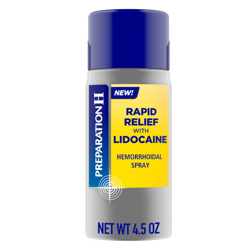Preparation H Rapid Relief Hemorrhoidal Spray with Lidocaine, No-Touch Numbing Spray for Itching, Burning and Pain Relief - 4.5 Oz Bottle