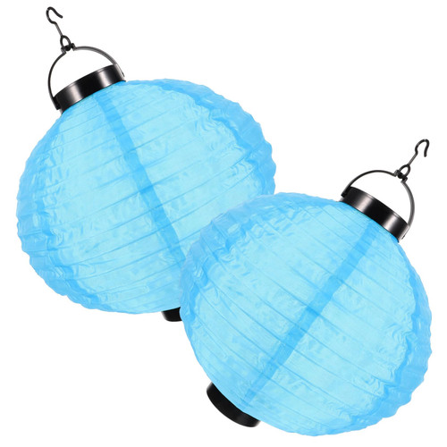 Happyyami 2pcs 10 Solar Foldable Solar Lantern Hanging Solar Lantern Nylon Lanterns with Lights Outdoor Solar Lanterns Led Solar Lantern Solar Light Metal Chinese Style