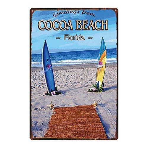 Retro Vintage Metal Sign Cocoa Beach Surfing Surfboard Tin Sign Retro Art Tin Signs Plaque Wall Decor For Home Bars Beach Club Garage 8x12 Inch Retro Vintage Metal Sign Cocoa Beach Surfing Surfboard Tin Sign Retro Art Tin Signs Plaque Wall Decor For Home Bars Beach Club Garage 8x12 Inch