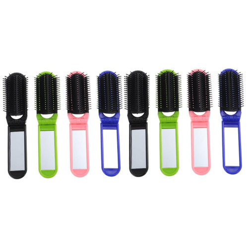 8 pcs Folding Hair Comb with Mirror folding travel hair brush Folding Mini Hairbrush Comb foldable hair brush Small Hairbrush purse Mini Hair mirror comb pocket Miss pp