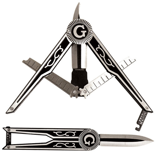 Masonic Folding Pocket Knife - Square & Compass Shape Unique Freemason