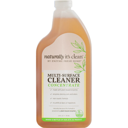 Naturally It's Clean Enzymatic Multi-Surface Cleaner Stain Remover and Odor Eliminator Concentrate | Sprayer Refill Removes Bathroom, Kitchen, Floor, Wood, Stubborn Stains and Odor | 24 oz Concentrate