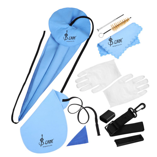 SHOWERORO sax cleaning clarinet swab instruments care cleaning kit flute cleaning tools sax cleaner pad instrument care kit clarinet cleaning kit alto sax swab neck strap cotton saxophone
