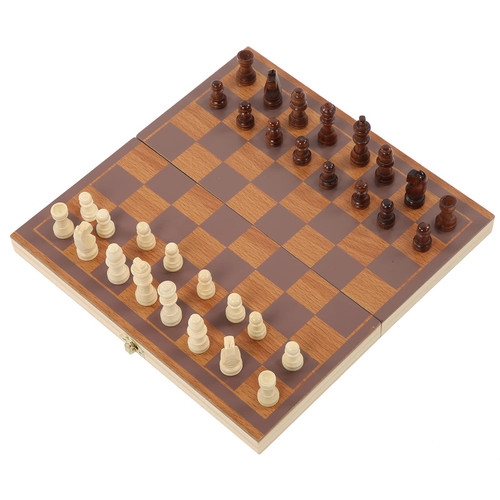 Wooden Chess Set, ParentChild Game Tabletop Game Portable Foldable Chess Set for Gift for Beginner for Home
