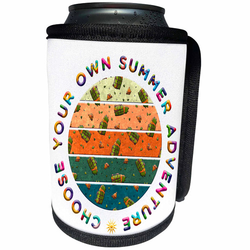 3dRose Choose Your Own Summer Adventure. Colorful backpacks,... - Can Cooler Bottle Wrap (cc-362462-1)