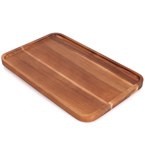 16" x 10" Rectangle Large Serving Trays Wooden Charcuterie Boards Rectangular Serving Platters for Cookie, Snack, Appetizer, Dessert, Party Food Dish Acacia Wood Kitchen Platter Tray Cheese Board