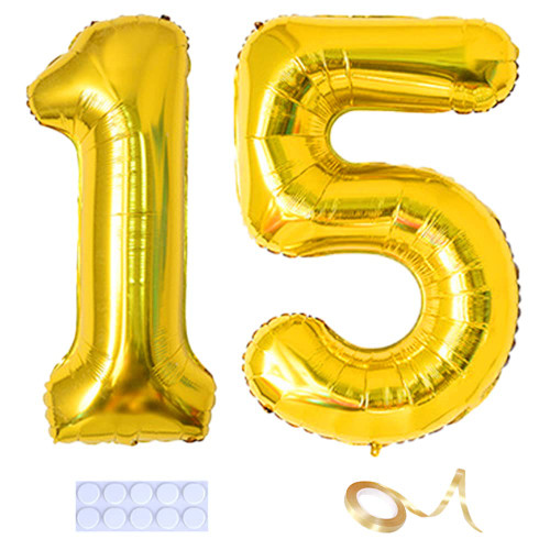 Yijunmca Gold 15 Number Balloons Giant Jumbo Number 15 32" Helium Balloon Hanging Balloon Foil Mylar Balloons for Boys Girls 15th Birthday Party Supplies 15 Anniversary Events Decorations, 15 Gold Yijunmca Gold 15 Number Balloons Giant Jumbo Number 15 32" Helium Balloon Hanging Balloon Foil Mylar Balloons for Boys Girls 15th Birthday Party Supplies 15 Anniversary Events Decorations, 15 Gold