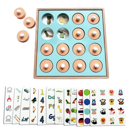 Lillergou Wooden Match Memory Game for Kids, Wooden Memory Chess Board Game, Educational Memory Matching Game for Pre-Kindergarten Early Learning Development Kids