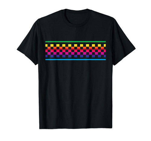 Rainbow Checker Pattern Checkerboard Skater Surfer Teens T-Shirt
