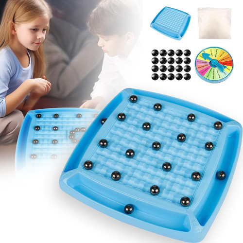 Magnetic Chess Game with Punishment Wheel Set, Fun Table Top Multiplayer Strategy Game with 20 Rocks, Family Magnet Game Battle Chess Board Games for Kids Adults (20 Rocks)