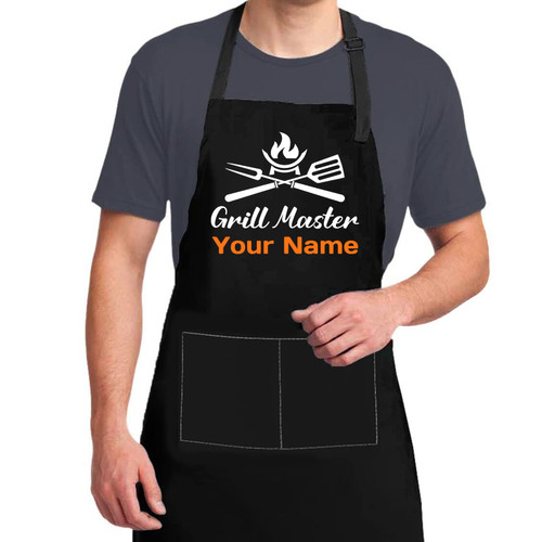 PEZUUKI Personalized Custom Aprons For Men Women Grill Master Chef BBQ Kitchen Cooking Aprons With Pockets Customized Gifts