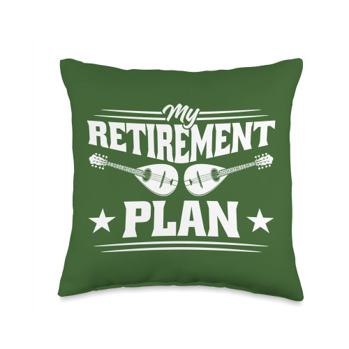 Mandolin Retirement Plan Bluegrass Instrument Tees Cool Mandolin Retirement Plan Bluegrass Instrument Throw Pillow, 16x16, Multicolor