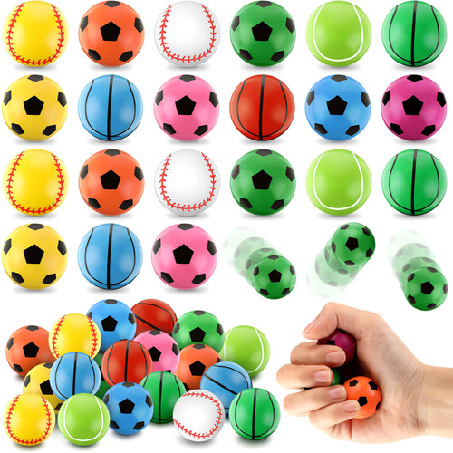 Gemscream Valentine's Day Gifts for Kids,60Pcs Bouncy Balls Sport Rubber Bounce Ball High Bouncing Soccer Basketball Baseball Tennis Ball for Kid Classroom Prize Valentine Exchange Party Supplie,27mm