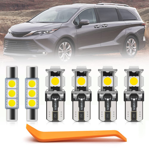nsautolighting 16pcs Sienna Interior LED Lights Kit for Toyota Sienna 2011 2012 2013 2014 2015 2016 2017 2018 2019 2020 2021 Map Dome Vanity Mirror Lights Super Bright Interior Bulbs + Install Tool