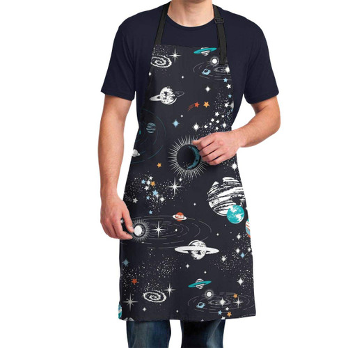 Adjustable Bib Apron Waterdrop Resistant for Men Women, Space Galaxy Constellation Kitchen Aprons with Extra Long Ties for Cooking, Grill and Baking Adjustable Bib Apron Waterdrop Resistant for Men Women, Space Galaxy Constellation Kitchen Aprons with Extra Long Ties for Cooking, Grill and Baking