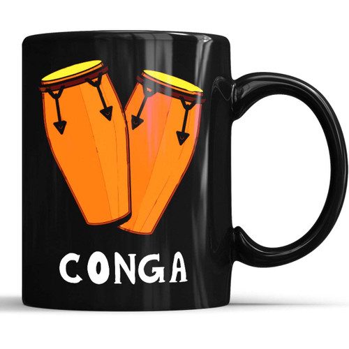 Apular Novelty Ceramic Coffee Mug Cool Conga Drum Conga Funny Mug Anniversary Birthday Christmas Gifts Tea Cups Home Decor, 11 Oz-Black