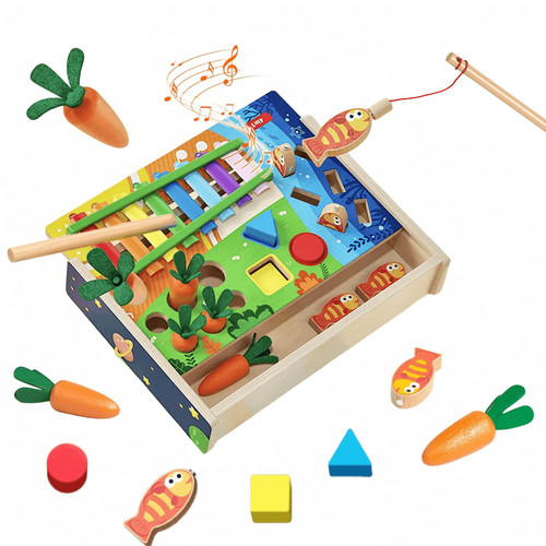 4-in-1 Wooden Hammering Pounding Toys, Montessori Toys for Toddlers with Xylophone,Fishing Game,Shape Sorter,Carrot Harvest,Wooden Sensory Toys for 3 4 5 Year Old Montessori Learning Educational Toys 4-in-1 Wooden Hammering Pounding Toys, Montessori Toys for Toddlers with Xylophone,Fishing Game,Shape Sorter,Carrot Harvest,Wooden Sensory Toys for 3 4 5 Year Old Montessori Learning Educational Toys