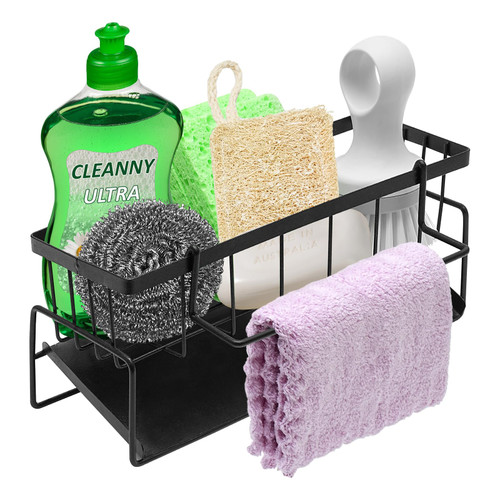 Kitchen Caddy Sink Organizer, Kitchen Sink Caddy, Sink Caddy with Drain,Stainless Steel Dish Sponge Organizer,Sponge Holder for Kitchen&Bathroom counter, Organizer for Soap,Dispenser,Brush, Black Kitchen Caddy Sink Organizer, Kitchen Sink Caddy, Sink Caddy with Drain,Stainless Steel Dish Sponge Organizer,Sponge Holder for Kitchen&Bathroom counter, Organizer for Soap,Dispenser,Brush, Black