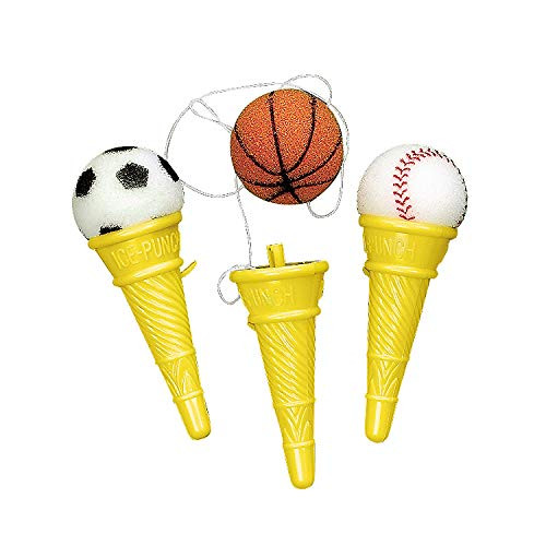 Fun Express Plastic Sport Ball Ice Cream Cone Shooters - Pack of 12