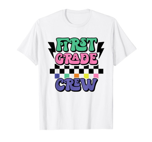 First Grade Crew / 1st Graders Retro Vintage Checkerboard T-Shirt