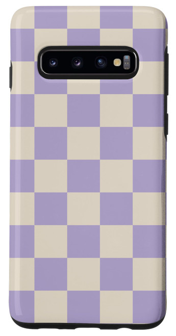 Galaxy S10 Pastel Purple Checkered, Checkerboard Aesthetic Pattern Case
