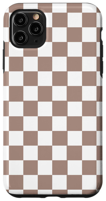 iPhone 11 Pro Max Brown Classic Checkered Checker Checkerboard Walnut Case