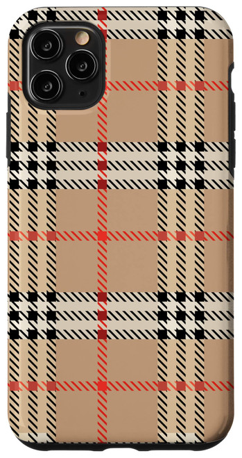 iPhone 11 Pro Max Checkered Plaid Flannel Brown Checkerboard Gingham Pattern Case
