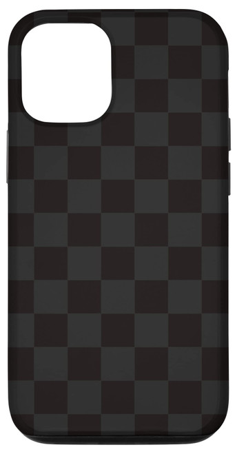iPhone 12/12 Pro Black Gray Checkerboard Pattern Checkered Racing flag men Case