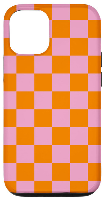 iPhone 12/12 Pro Pink and Orange Checkered Aesthetic Checkerboard Pattern Case