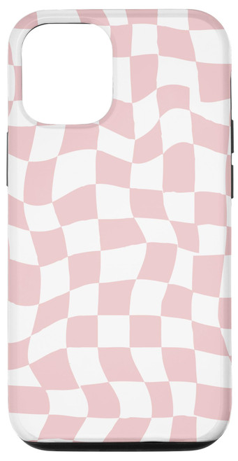 iPhone 14 Wavy Checkered Pink Checkerboard Pattern Case