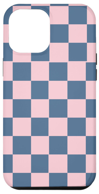 iPhone 15 Pro Max Classic Checkered Checker Checkerboard Wavy Blue and Pink Case