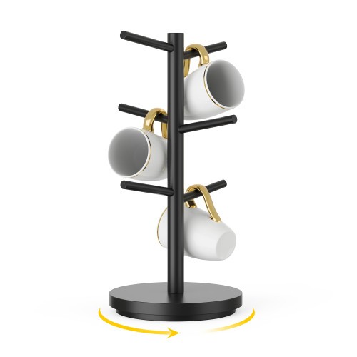 Wisuce Black Coffee Mug Tree Bamboo Mug Holder Coffee Cup Stand Mug Holders for Countertop Coffee Mug Rack Organizer Stand (6 Hooks Rotated) Wisuce Black Coffee Mug Tree Bamboo Mug Holder Coffee Cup Stand Mug Holders for Countertop Coffee Mug Rack Organizer Stand (6 Hooks Rotated)