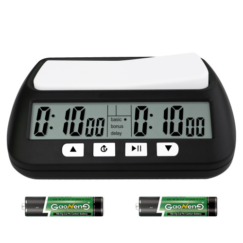 Digital Chess Clock Timer,QINFIEY Chess Timer for Board Games,Professional Chess Timer with Bonus Delay Count Down Up Function,Batteries Included