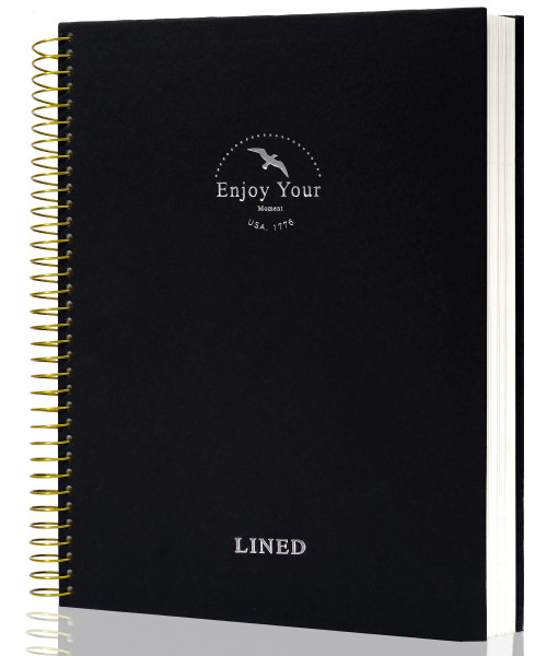 FLYING EAGLE Hardcover Spiral Notebook Journal 8.5 x 11 Large Spiral Notebook 210 Pages College Ruled Notebook Composition Notebook Wire Bound Journal Work Notebook for Office School Supply, Black
