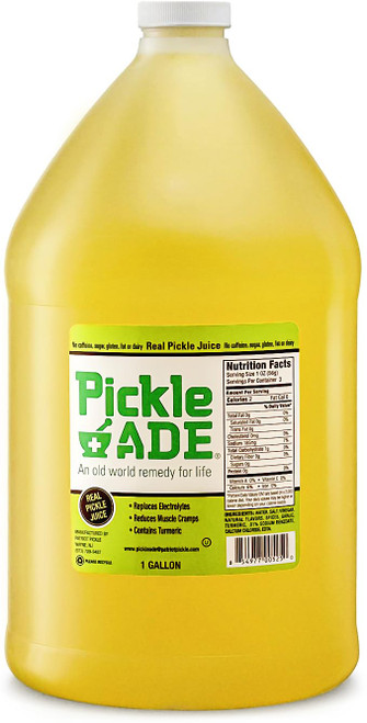 PickleAde Real Dill Pickle Juice with Turmeric, 1 Gallon (128 oz) | Muscle and Leg Cramp Relief | Bulk Size Pickle Juice Sports Drink | Electrolyte Replacement | Pickle Brine | Kosher Pickle Juice for Coctail Mixers, Pickling, Flavoring & Marinades PickleAde Real Dill Pickle Juice with Turmeric, 1 Gallon (128 oz) | Muscle and Leg Cramp Relief | Bulk Size Pickle Juice Sports Drink | Electrolyte Replacement | Pickle Brine | Kosher Pickle Juice for Coctail Mixers, Pickling, Flavoring & Marinades