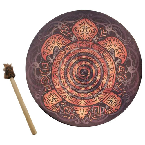 Vegans Shaman Drum, Shaman Vegetarian Totem Turtle Drum Sound Healing Tool, Hand Designed Shaman Drum with Drum Stick, Light Tambourine Spirit Music Shamanic Drum (#2)
