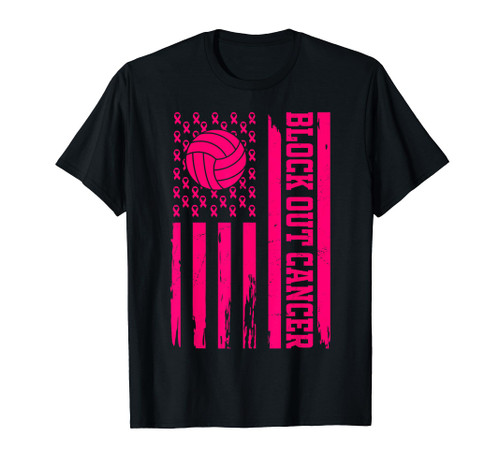 Volleyball Breast Cancer Awareness Block Out Cancer T-Shirt Volleyball Breast Cancer Awareness Block Out Cancer T-Shirt