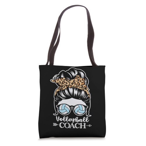 Volleyball Coach Messy Bun Hair Funny Volleyball Coach Tote Bag