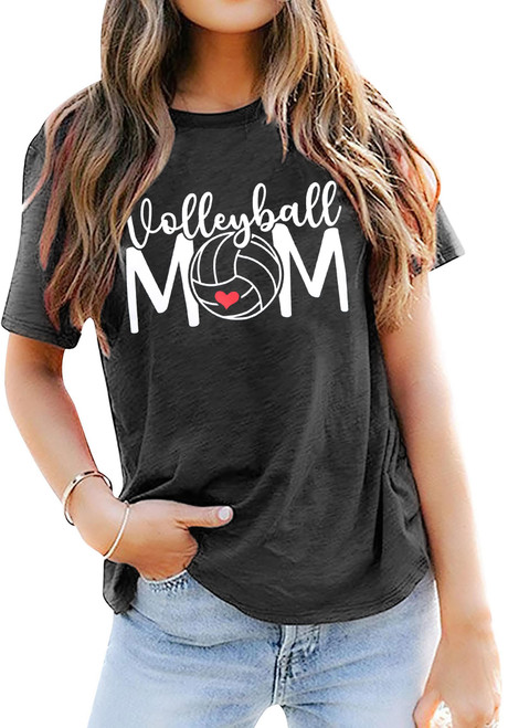 Volleyball T-Shirt Women Volleyball Mom Shirts Volleyball Game Day Shirt Volleyball Gift Shirt Volleyball Graphic Shirts Gray